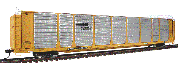 Walthers 40110 - Bi-Level Auto Carrier, NS, yellow, lettering on alu-panel