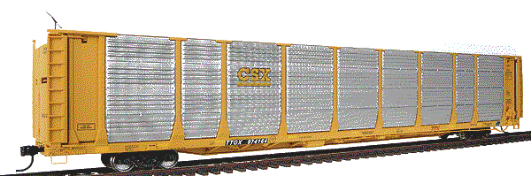 Walthers 40114 - Bi-Level Auto Carrier, CSX, yellow, lettering on alu-panel