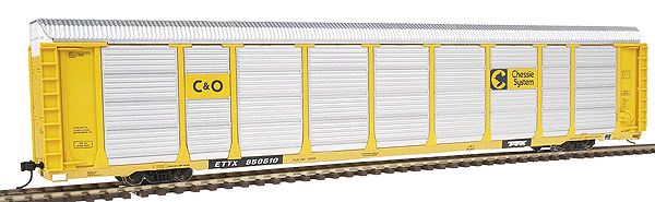 Walthers 4876 - CHESAPEAKE & OHIO, ETTX, '89 closed auto carrier, tripple deck, yellow, alu doors