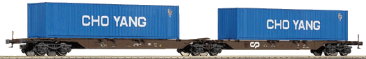 Roco 47105 - Sggnos 715, Doppeltragwageneinheit, 2 40' Container 'CHO YANG', CP, Ep.5